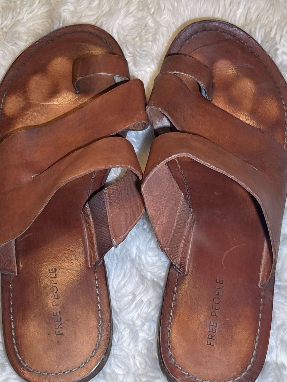 Free People Abilene Brown Leather crossover Sandals size 7.5